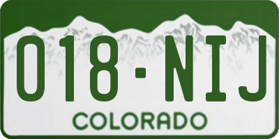 CO license plate 018NIJ