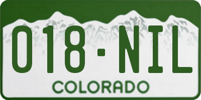 CO license plate 018NIL