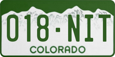 CO license plate 018NIT