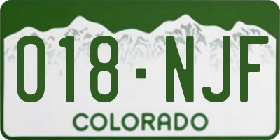 CO license plate 018NJF