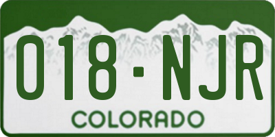 CO license plate 018NJR