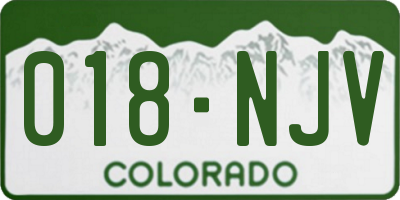 CO license plate 018NJV