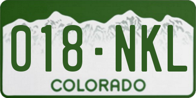 CO license plate 018NKL