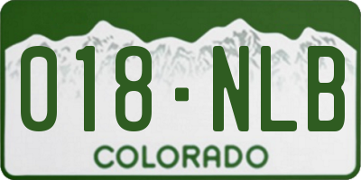 CO license plate 018NLB
