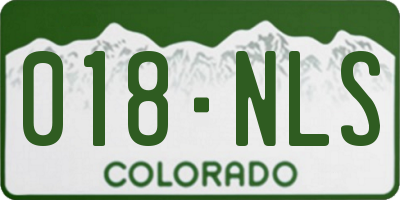 CO license plate 018NLS