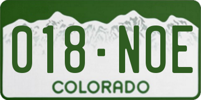 CO license plate 018NOE