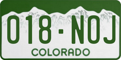 CO license plate 018NOJ