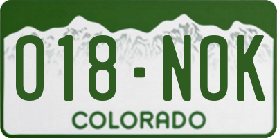 CO license plate 018NOK