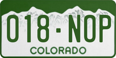 CO license plate 018NOP