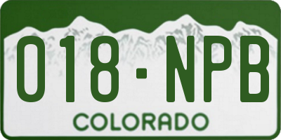 CO license plate 018NPB