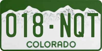 CO license plate 018NQT