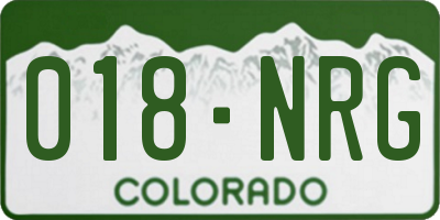 CO license plate 018NRG