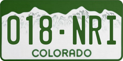 CO license plate 018NRI