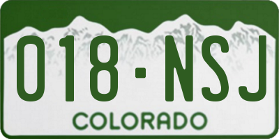 CO license plate 018NSJ