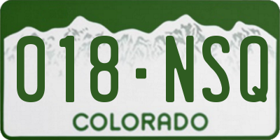 CO license plate 018NSQ