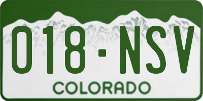 CO license plate 018NSV