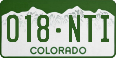 CO license plate 018NTI