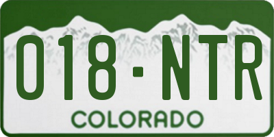 CO license plate 018NTR