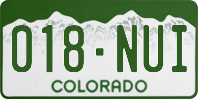 CO license plate 018NUI