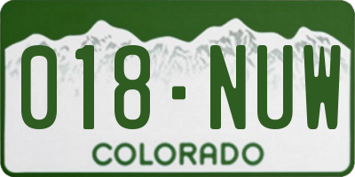CO license plate 018NUW