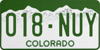 CO license plate 018NUY