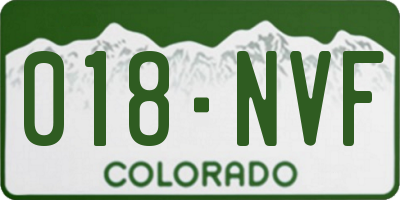 CO license plate 018NVF