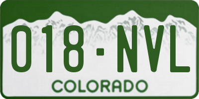 CO license plate 018NVL