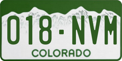 CO license plate 018NVM