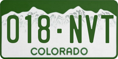 CO license plate 018NVT