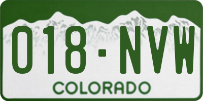 CO license plate 018NVW