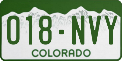 CO license plate 018NVY
