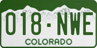 CO license plate 018NWE