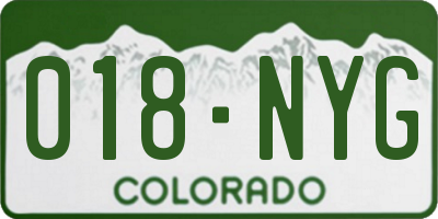 CO license plate 018NYG