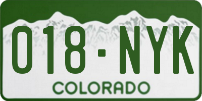 CO license plate 018NYK