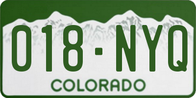 CO license plate 018NYQ