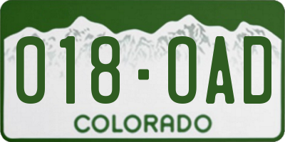 CO license plate 018OAD