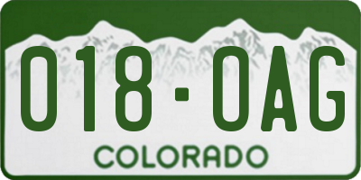 CO license plate 018OAG