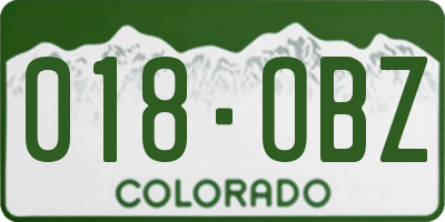 CO license plate 018OBZ