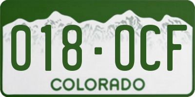 CO license plate 018OCF