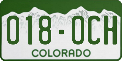 CO license plate 018OCH