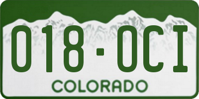 CO license plate 018OCI