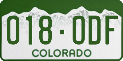 CO license plate 018ODF