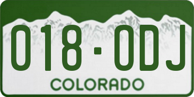 CO license plate 018ODJ