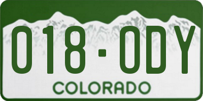 CO license plate 018ODY