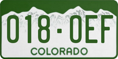 CO license plate 018OEF