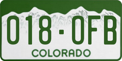 CO license plate 018OFB