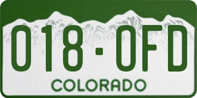 CO license plate 018OFD