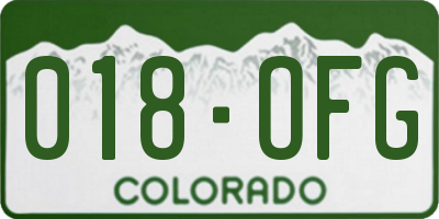 CO license plate 018OFG