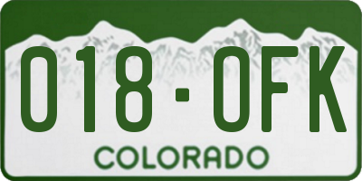 CO license plate 018OFK