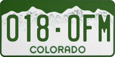 CO license plate 018OFM